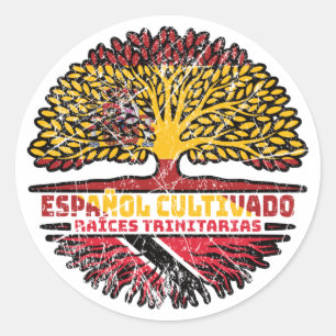 Trinidad and Tobago Spain Spanish Tree Roots Flag Classic Round Sticker