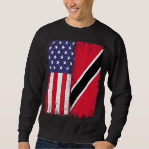 Trinidad And Tobago Trini Roots Half USA Trinidad Sweatshirt