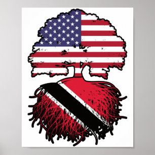 Trinidad and Tobago Trinidadian American USA Tree Poster