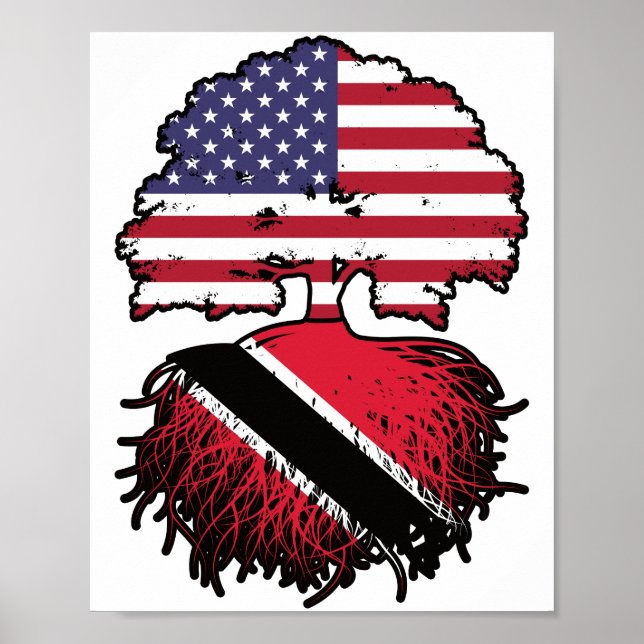 Trinidad and Tobago Trinidadian American USA Tree Poster (Front)