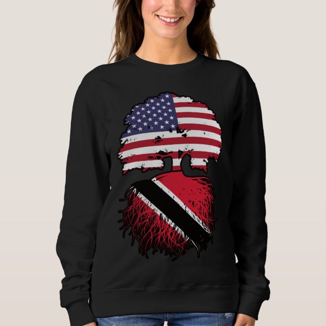 Trinidad and Tobago Trinidadian American USA Tree Sweatshirt (Front)