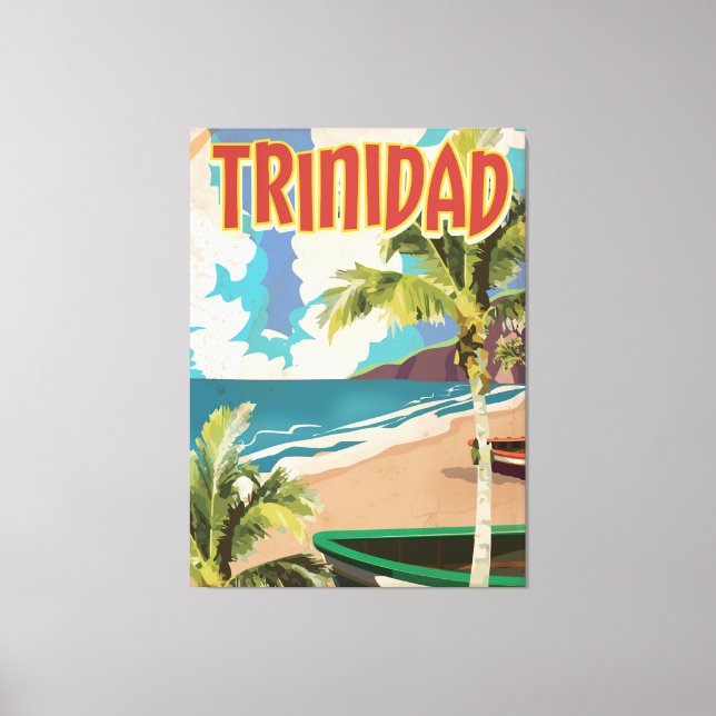 Trinidad cartoon travel poster canvas print (Front)