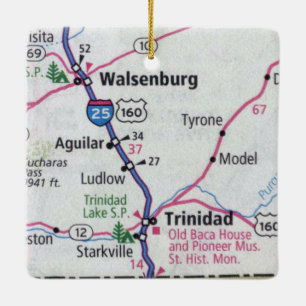 Trinidad CO Map Ceramic Ornament