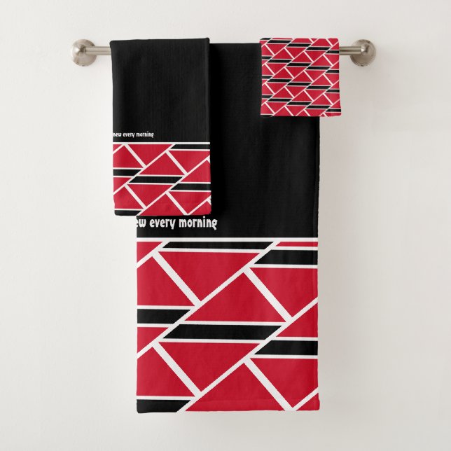 TRINIDAD FLAG Customised Scripture BLACK Trini Bath Towel Set (Insitu)