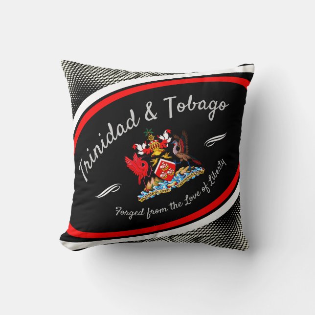 Trinidad & Tobago Coat of Arms White Dot Pattern Cushion (Front)