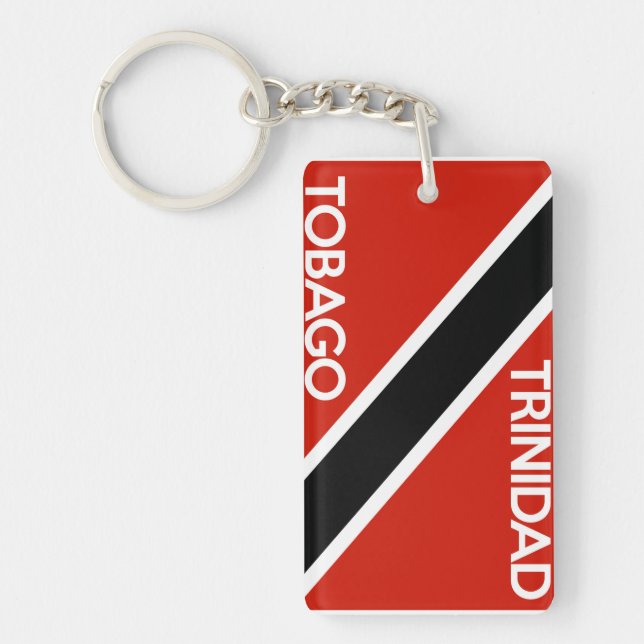 trinidad tobago country flag text name key ring (Front)