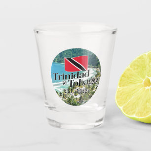 "Trinidad & Tobago Est. 1962" Beach With Flag Shot Glass