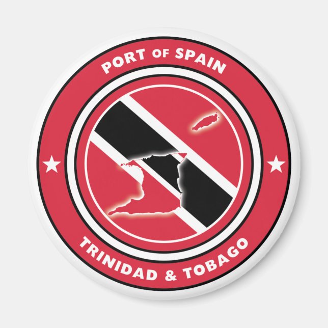 Trinidad & Tobago Flag and Flag Map Magnet (Front)