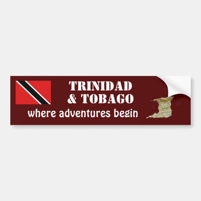 Trinidad & Tobago Flag + Map Bumper Sticker (Front)