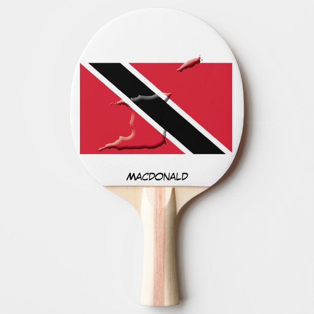 TRINIDAD TOBAGO FLAG & MAP Personalised Ping Pong Paddle (Front)
