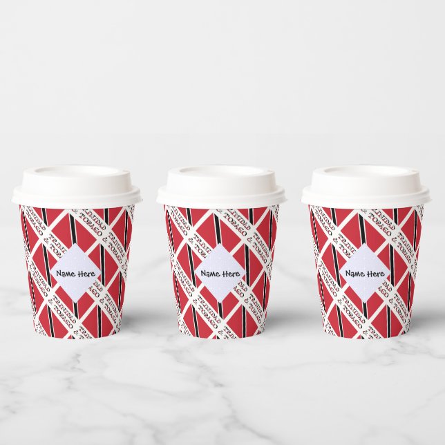 Trinidad Tobago Flag Tiled Personalised  Paper Cups (Multi)