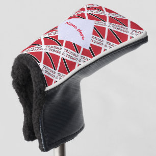 Trinidad Tobago Flag Tiled Red Personalisation Golf Head Cover