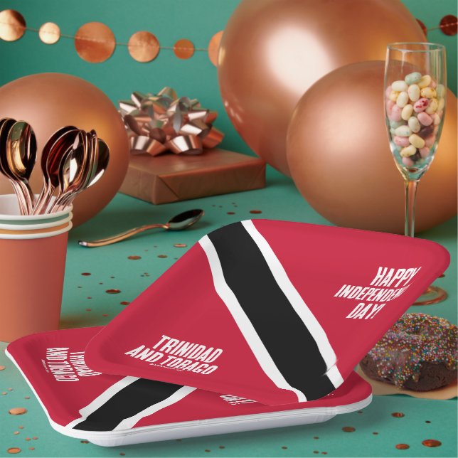 Trinidad & Tobago Independence Day National Flag Paper Plate (Multi)