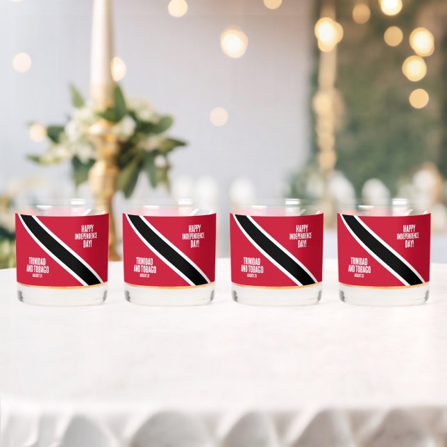 Trinidad & Tobago Independence Day National Flag Whiskey Glass (Insitu (Wedding))
