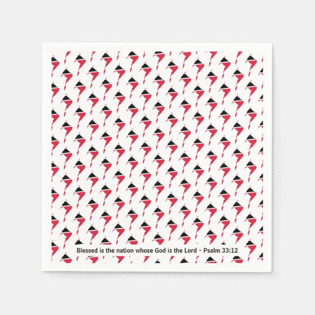 TRINIDAD & TOBAGO Map Personalised Scripture Paper Napkin (Front)