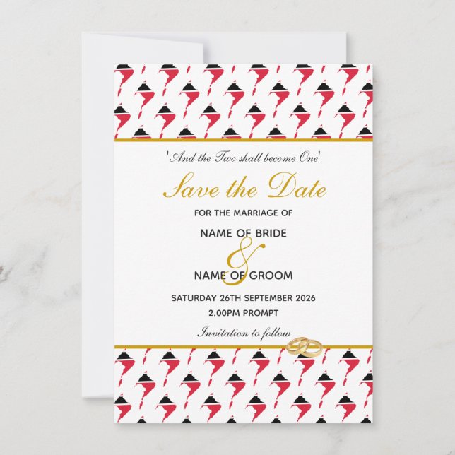TRINIDAD TOBAGO Special Event Wedding Celebration Save The Date (Front)