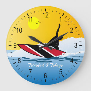 Trinidad & Tobago Surfer Large Clock