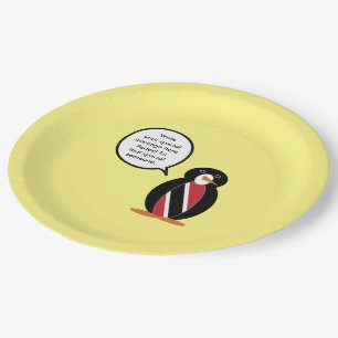 Trinidad Tobago Talking Ms. Penguin Personalised Paper Plate