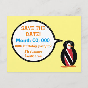 Trinidad Tobago Talking Ms. Penguin Save the Date Announcement Postcard