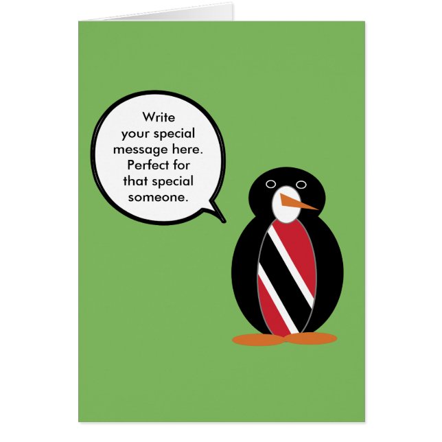 Trinidad Tobago Talking Ms. Talking Penguin Card (Front)