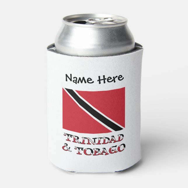 Trinidad Tobago Trinidadian Flag Black Personalise Can Cooler (Can Front)