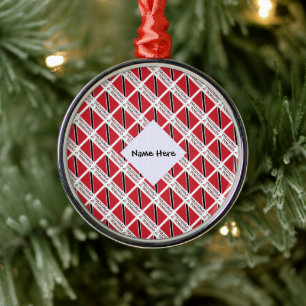 Trinidad Tobago Trinidadian Flag Tiled Personalise Metal Tree Decoration