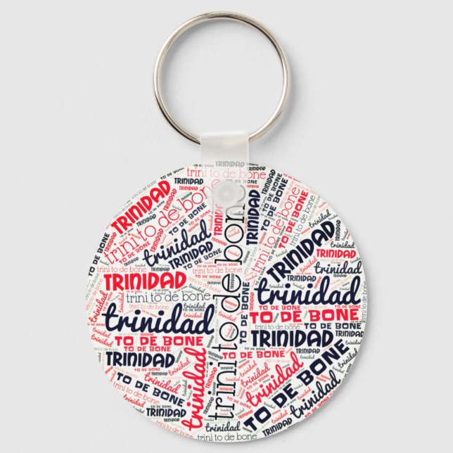 Trinidad Trini To Di Bone Word Cloud Key Ring (Front)