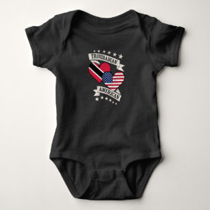 Trinidadian American Heart Flags Trinidad and Toba Baby Bodysuit