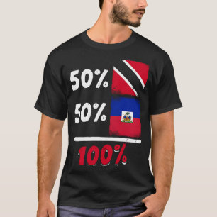Trinidadian Plus Haitian Mix Flag Caribbean Islan T-Shirt