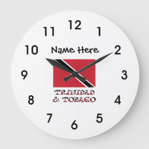 Trinidadian Tobagan and Trinidad Tobago Flag Name  Large Clock