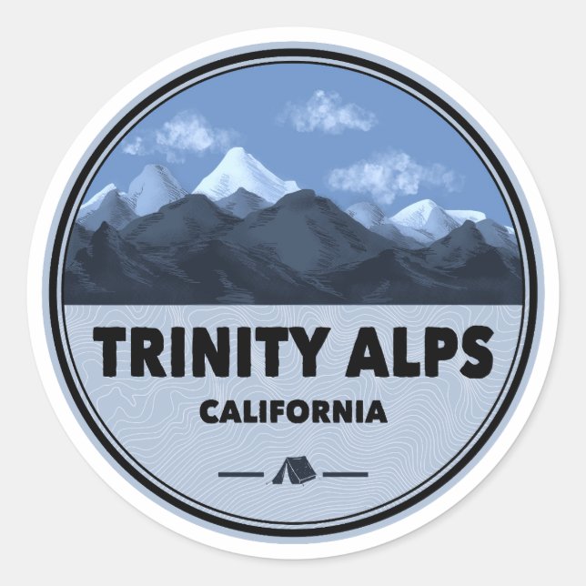 Trinity Alps California Camping Classic Round Sticker (Front)