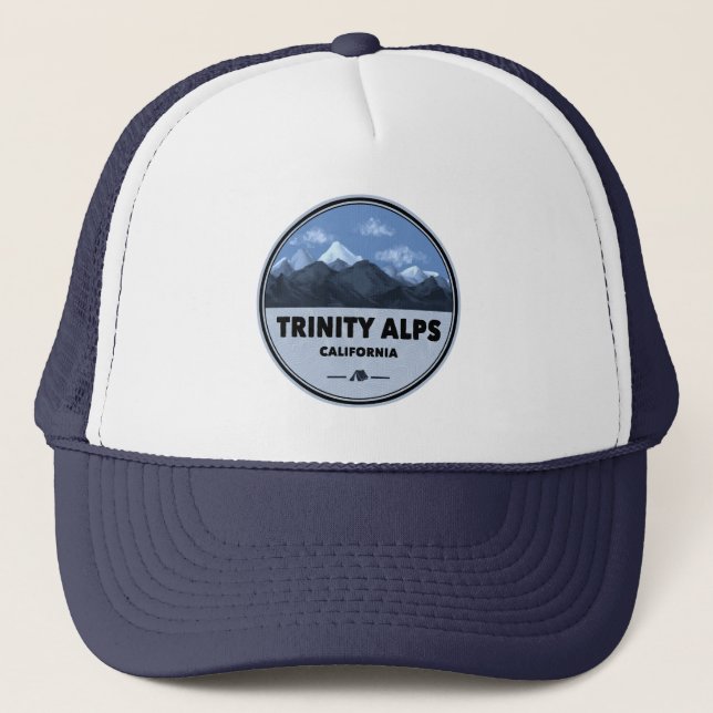 Trinity Alps California Camping Trucker Hat (Front)