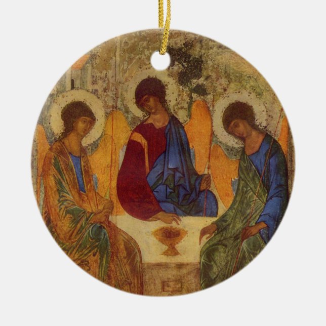 Trinity Angels At Mamre  Ceramic Tree Decoration (Front)