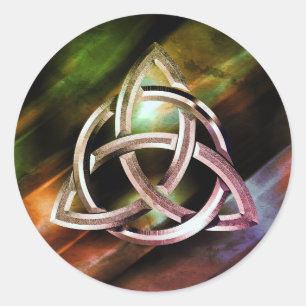Trinity Knot Celtic Blue Metal Glitter Cosmic Classic Round Sticker