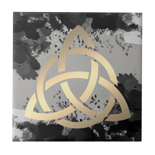 Trinity Knot Celtic Dark Clouds Sky Tile (Front)