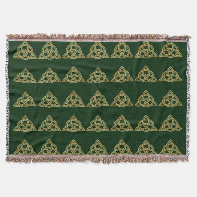 Trinity Knot Green Throw Blanket (Front)