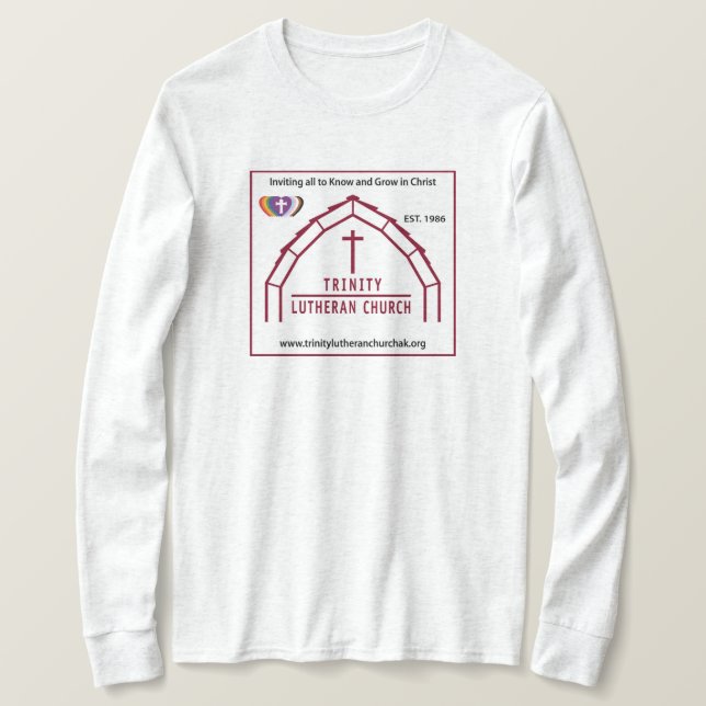 Trinity Lutheran White Adult Long Shirt  (Design Front)