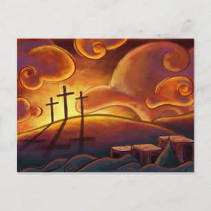Trinity - Triple Cross on sunset Postcard