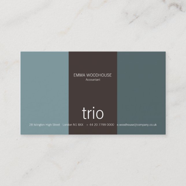 Trio Cadet Blue & Brown Business Card (Front)