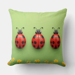 🐞 Trio Ladybug Character Scene Cosy Home Decor Cushion