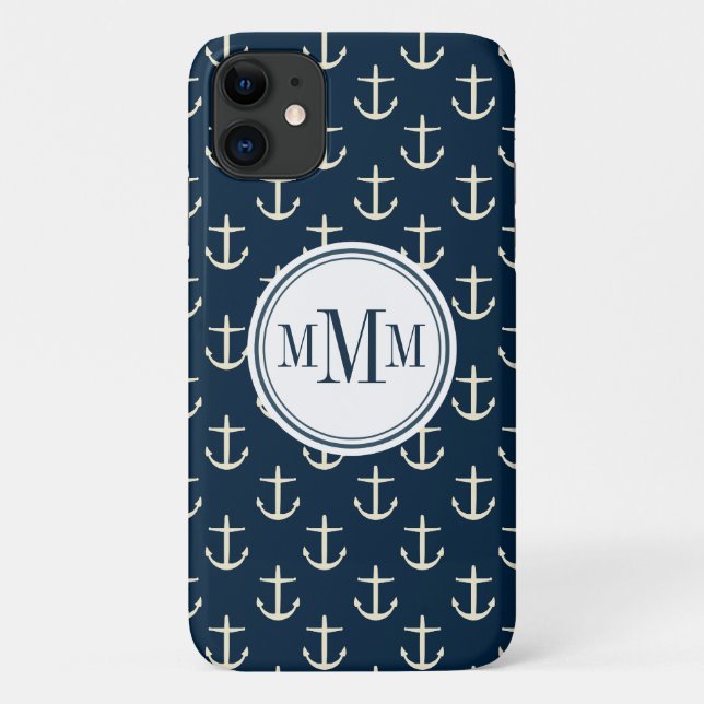 Trio Monogram Anchor Pattern Case-Mate iPhone Case (Back)