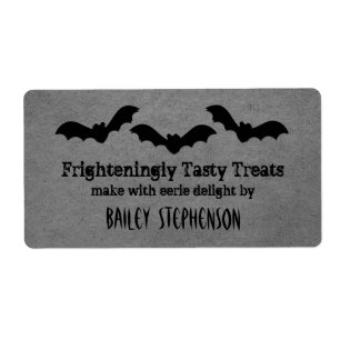 Trio of Bats Halloween Baking Labels, Grey