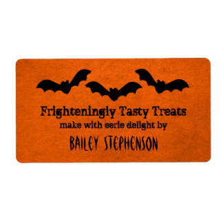 Trio of Bats Halloween Baking Labels, Orange