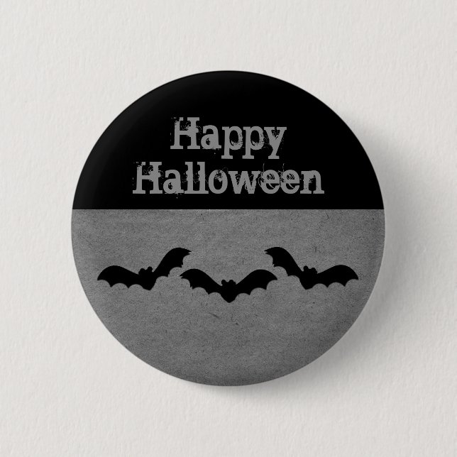 Trio of Bats Halloween Button, Gray 6 Cm Round Badge (Front)