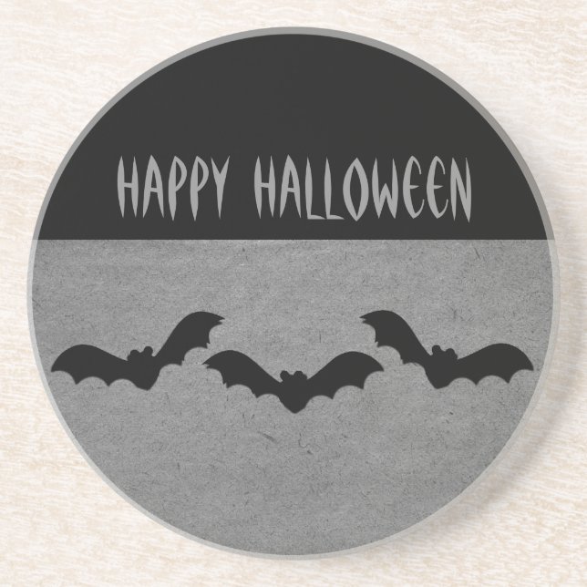 Trio of Bats Halloween Coaster, Grey Coaster (Front)