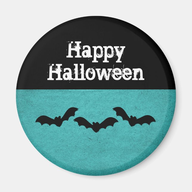 Trio of Bats Halloween Magnet, Teal Magnet (Front)