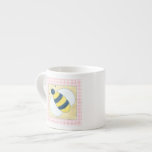 Trio of Bees with Flowers Espresso Cup<br><div class="desc">A trio of bees work to pollinate beautiful flowers in this awesome work by Megan Meagher. This panelled print has a tablecloth style pink chequered border. Get yours today!</div>