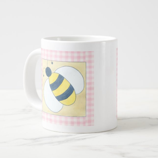 Trio of Bees with Flowers Large Coffee Mug (Front Left)