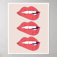 Trio of Biting Red Lips