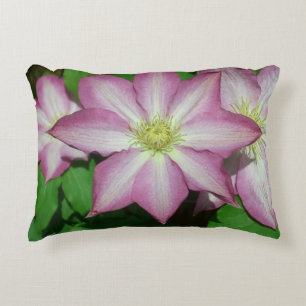 Trio of Clematis Pink and White Spring Vine Decorative Cushion